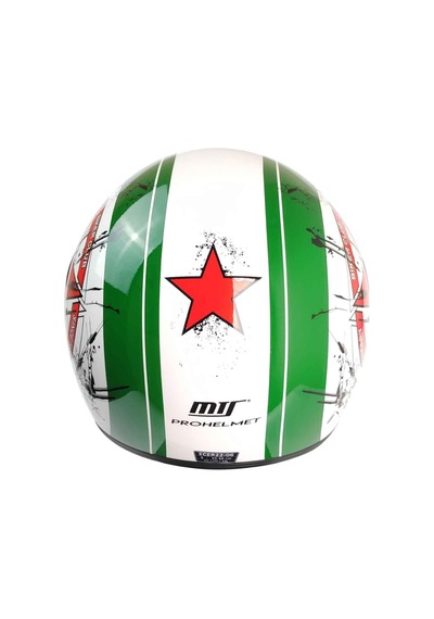 Mts Pro Helmelts Fx-101 Açık Motosiklet Kaskı-7406 Beyaz - Yeşil - Kırmızı