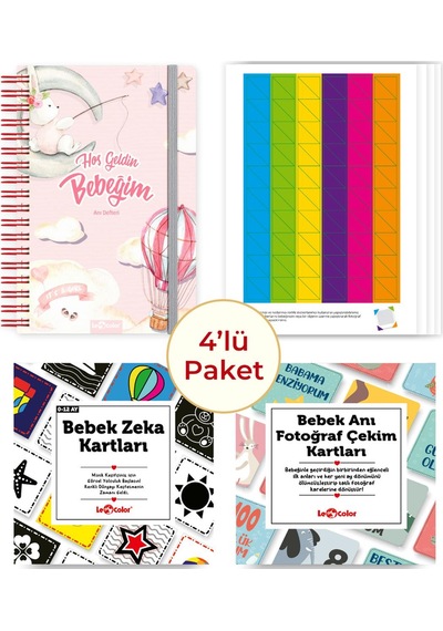 Bebek Anı Defteri Kız Stickerlı + Çekim Ve Zeka Kartları Seti