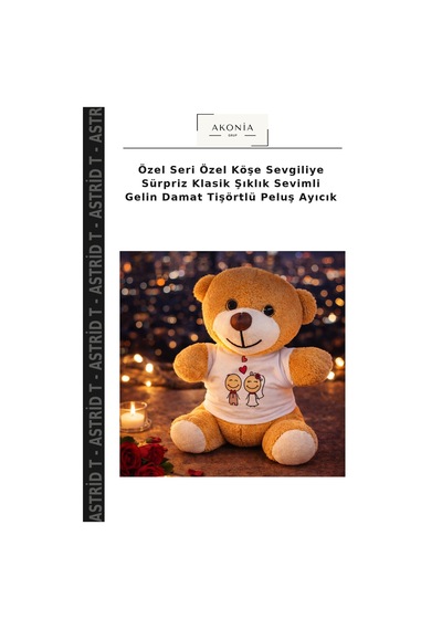 Özel Seri Özel Köşe Sevgiliye Sürpriz Klasik Şıklık Sevimli Gelin Damat Tişörtlü Peluş Ayıcık Çok Renkli