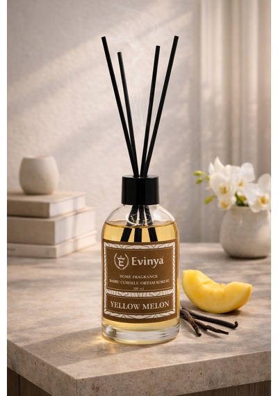 Yellow Melon 100 Ml Bambu Çubuklu Oda Kokusu Ferah Kavun Kokulu Reed Diffuser Vanilla