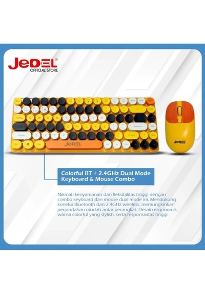 Jedel Ws682b Retro Tasarım Kablosuz Klavye Mouse Seti - Bluetooth + 2.4ghz Çift Modlu Diğer