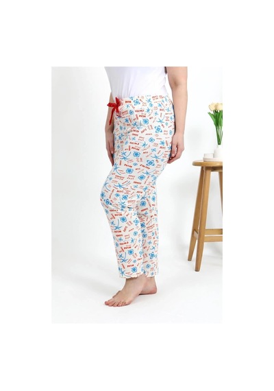 Mtm My The Mall Kadın Pamuklu Büyük Beden Alt Pijama Ekru Ekru