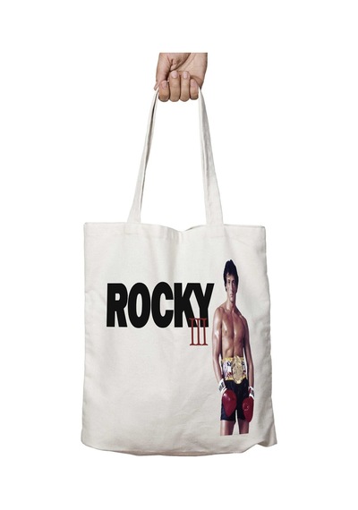 Art Hediye Rocky Balboa Apollo 2 İki Tarafı Kalıcı Baskılı Yıkanabilir Okul Plaj Omuz Bez Çantası Çok Renkli