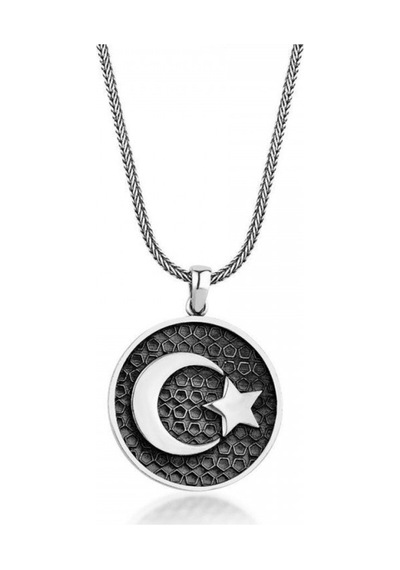 925 Ayar Gümüş Ay Yıldız Tasarım Erkek Kolye