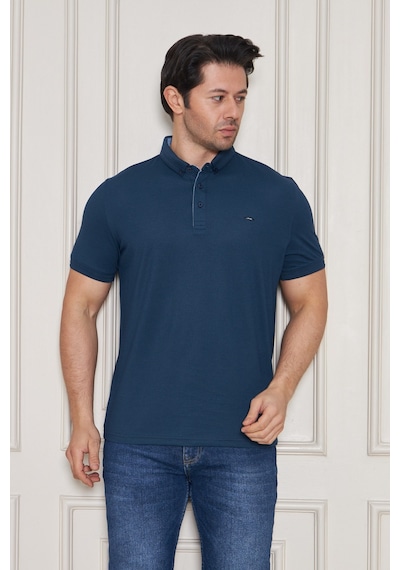 Jeus Erkek Pike Lacoste Kumaş Yakalı Petrol Tshirt Çoklu Renk