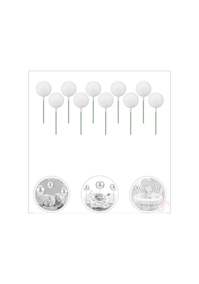 Çubuklu Süsleme Topu, 2cm X 10 Adet - Beyaz