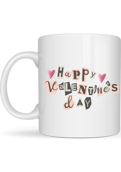 Happy Valentine S Day Porselen Kupa Model 1 Sevgililer Günü Hediyesi
