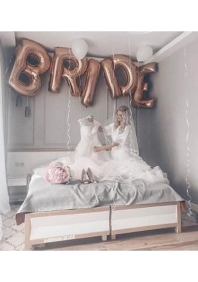 Rosegold Renkli Bride 100 Cm Büyük Boy Folyo Balon Seti