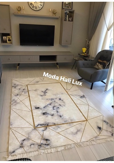 Platin Kare Kaymaz Tabanlı Halı Yolluk Makinede Yıkanabilir Halı