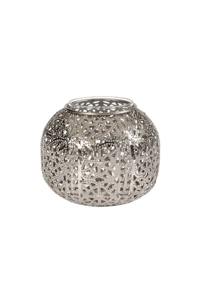 Pasabahce Ajur Metal Tealight Mumluk S Silver - 1 Adet Gri