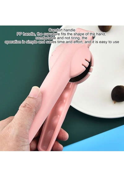 1 Adet Yeni Tasarım Ergonomik Paslanmaz Çelik Hazneli Ceviz Kırıcı Kestane Kesici Plastik Pembe