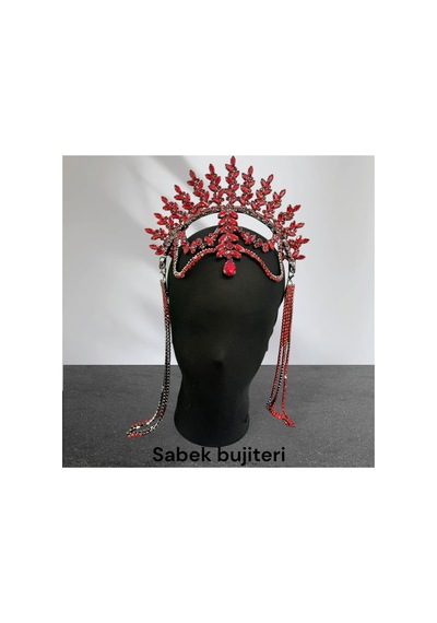 Alınlıklı Taç Büyük Gelin,kına,nişan,söz,after,bride,party Taç Kırmızı - 726455370 Kırmızı