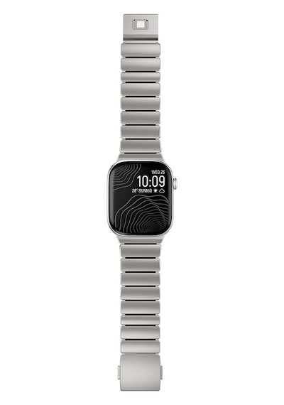 Apple Uyumlu Watch 44mm Zore Krd-152 Titanyum Silikon Kordon