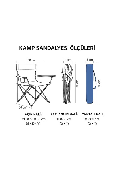 2 Adet Katlanır Kamp Sandalyesi Ve Masa Seti - Dy.001 - Lacivert/sarı Çok Renkli