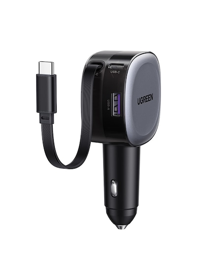 Ugreen 75w 2 Portlu Usb-c Kablolu Araç İçi Şarj Cihazı Çakmaklık Adaptörü, 55653