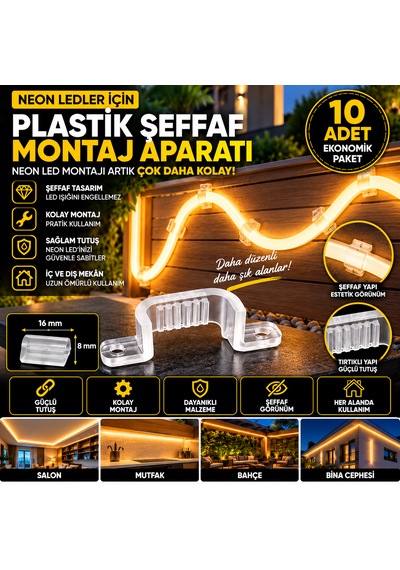 10 Adet Neon Led Tutucu Klips Aparatı,bağlantı Montaj Aparatı,kroşe,plastik Şeffaf Montaj Aparatı10lu 10 Adet Neon Led Tutucu Klips Aparatı,bağlantı Montaj Aparatı,kroşe,plastik Şeffaf Montaj Aparatı10lu