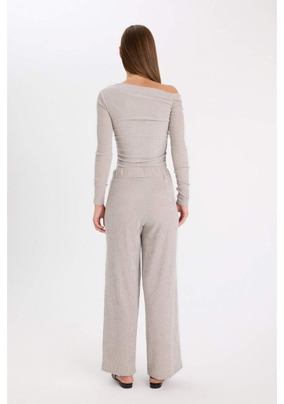 Defacto Wide Leg Bürümcük Pantolon D5141AX24AUGR302 Gri