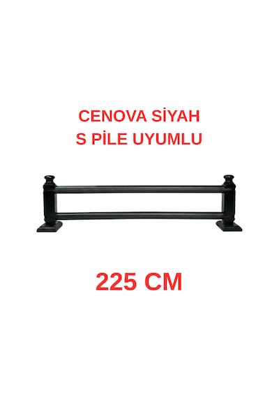Cenova S Pile Ve Perde Düğmesi Uyumlu Çetray Çift Raylı Modern Ahşap Rustik Siyah 225 Cm Siyah
