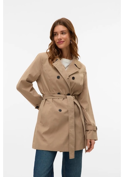 Vero Moda Kadın Vmchelsea Düğmeli Belden Bağlamalı Trençkot 10329343 Vizon Vizon
