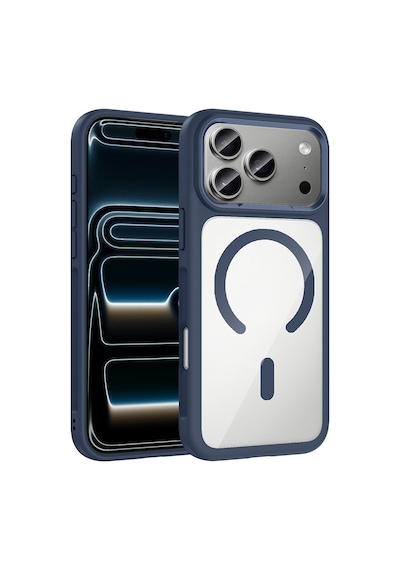Apple Uyumlu iPhone 17 Pro Max Kılıf M-safe Şarj Özellikli Metal Kamera Çerçeveli Zore Tiko Kapak Lacivert