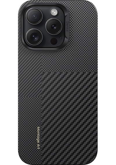 Apple Uyumlu iPhone 16 Pro Kılıf M-safe Şarjlı Metal Kamera Çerçeveli Benks Montage Armorair Kevlar Kapak Siyah Siyah