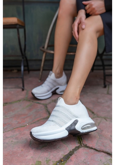 Kocamanlar 486401 Sneaker Gizli Topuk Kadın Spor Ayakkabı Beyaz