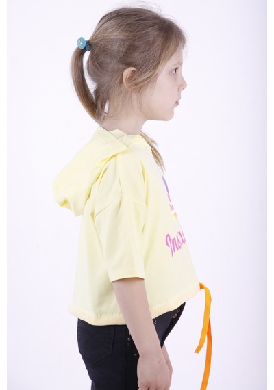 Toontoy Kids Toontoy Kız Çocuk Instagram Baskılı Kapüşonlu Tişört Sarı