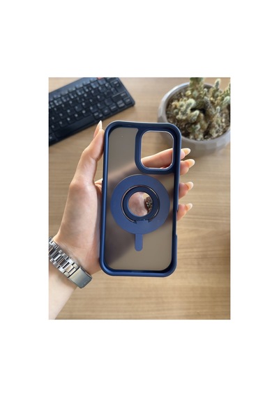 Apple iPhone Uyumlu 16 Standlı Ve Yüzüklü Magsafe Kılıf Soocase721 Siyah