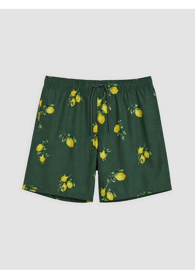 Lcw Swımwear Yeşil Kısa Limon Desenli Erkek Deniz Şortu