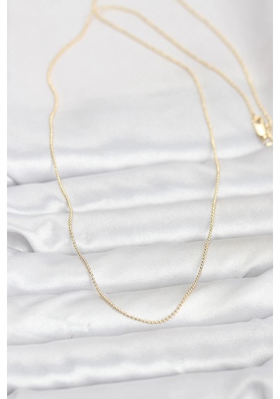 Cm 14k Gold Renk İnce Top Zincirli 60 Cm Kadın Kolye 5886 Çok Renkli