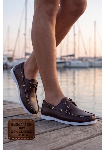 Nautical Hakiki Deri Kahverengi Kauçuk Anti Sararma Özellikli Taban Boat Shoe Loafer Makosen Cas... Beyaz - Kahverengi Nautical Hakiki Deri Kahverengi Kauçuk Anti Sararma Özellikli Taban Boat Shoe Loafer Makosen Cas... Beyaz - Kahverengi