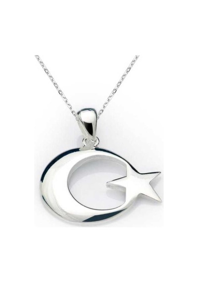 Gümüş Ay Yıldız Bayrak Kolye (551161701)