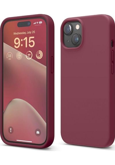 Apple Uyumlu iPhone 15  Silikon Kılıf - Pastel Renk Tonu Esnek Tam Koruma Kapak - Bordo