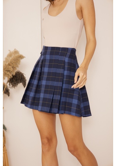 Darlin Moda Lacivert Piliseli Kolej Mini Etek Dm2025 Lacivert
