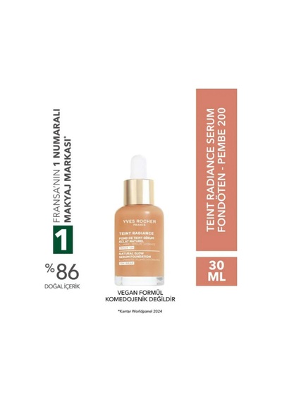Işıltı Etkili Serum Fondöten Hyalüronik Asit İçerikli, Teint Radiance, Vegan Formül Pembe 200 114