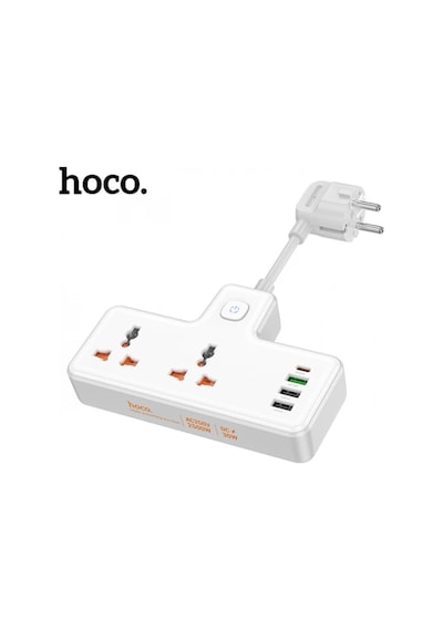 Hoco Ac12a 2500w 2 Priz + 3 Usb + 30w Type-c Multifonksiyonel Priz Çoğaltıcı Şarj Aleti- 5775