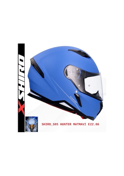 Shiro Fullface Hunter M.C Motosiklet Kaskı Kapalı Mavi