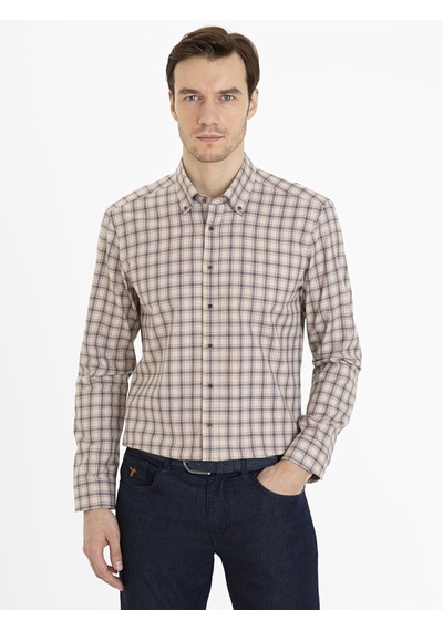 Cacharel Bej Slim Fit Uzun Kollu Gömlek 15469610