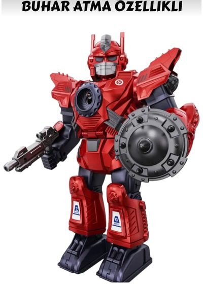 Pilli Sesli Işıklı Ve Müzikli Buhar Çıkartan Hareketli Pilli Robot 34 Cm - Buhar Atan Müzikli Robot