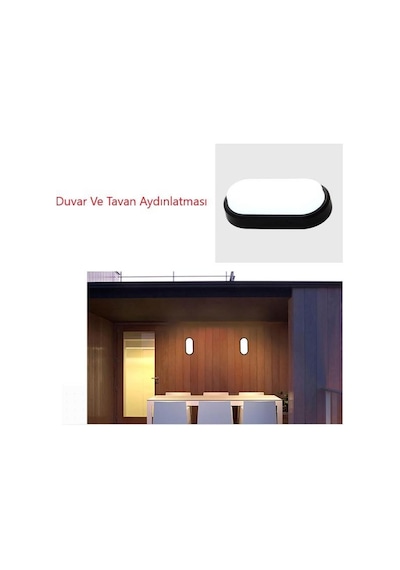 Horoz Aydos 20w Oval Siyah Led Nem Su Geçirmez Banyo Bahçe Modern Tavan Lambası Beyaz Işık Siyah