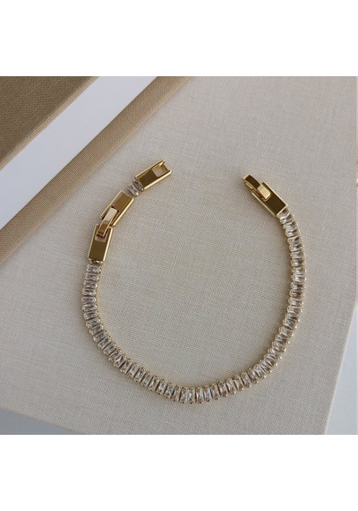 Lente Aksesuar Gold Full Baget Zirkon Taşlı Lüks Su Yolu Bileklik - 14k Altın Kaplama Xuping Altın