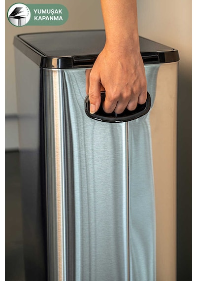 Primanova Dikdörtgen Paslanmaz Çöp Kovası 40 Litre - Inox Inox