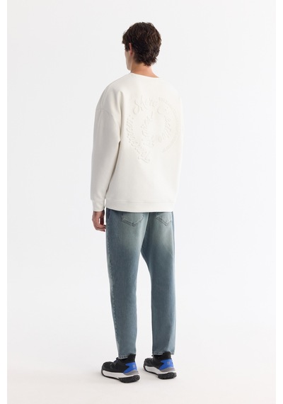 Avva Erkek Ekru Bisiklet Yaka Elastan Oversize Fit Sweatshirt A42y1248