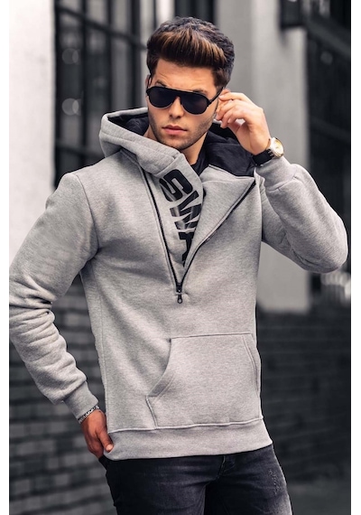 Madmext Madmext Gri Fermuar Detaylı Kapüşonlu Sweatshirt 1767-gri Gri