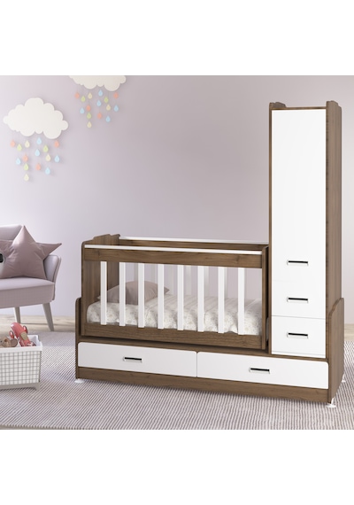 Patiko Furniture Swing Sw 262 Dolaplı Büyüyen Beşik Ceviz
