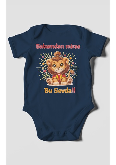 Morivokids Babadan Miras Bu Sevda Kısa Kollu Bebek Body Lacivert