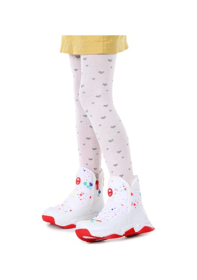 Kiko Kids Rocco Fermuarlı Kız Çocuk Kar Botu Beyaz - Kırmızı Beyaz - Kırmızı