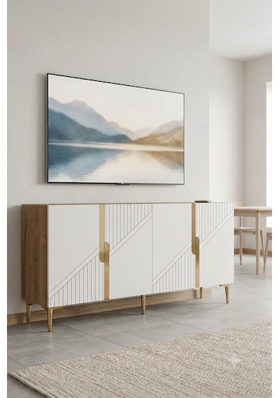 Ka1528dbg Evva Konsol Ve Tv Sehpası Safirmeşe-beyaz-gold 150cm