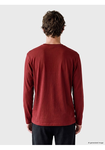 LC Waikiki Lc Waıkıkı Bordo Bisiklet Yaka Uzun Kollu Erkek Pijama Üst