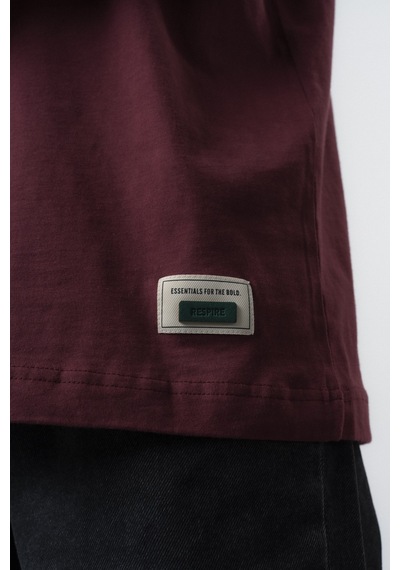 Respire Erkek No Port Baskılı Oversize T-shirt Bordo